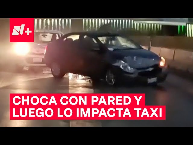 Taxi impacta automóvil que chocó contra pared de puente elevado - N+