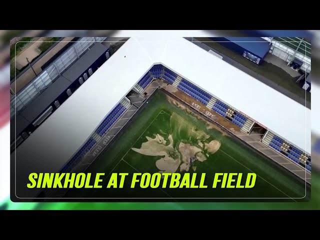 ⁣WATCH: Sinkhole at stadium forces postponement of football match