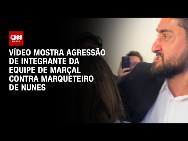 ⁣Vídeo mostra agressão de integrante da equipe de Marçal contra marqueteiro de Nunes | CNN BRASIL