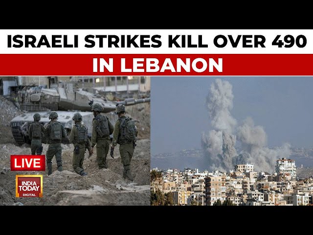 Israeli Strikes Kill 492 In Lebanon | LIVE |Sirens Triggered In Israel After Hezbollah Fires Rockets