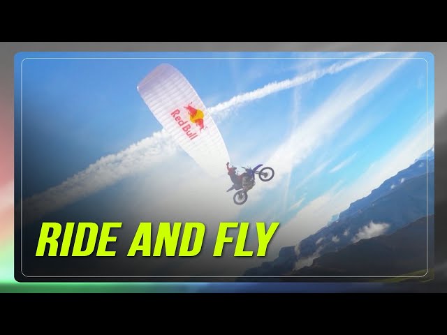 ⁣Motocross and paragliding combine for world's first Ride and Fly