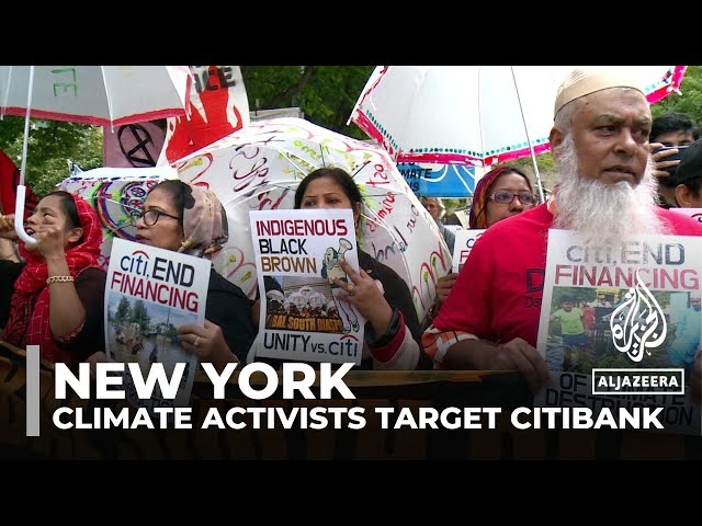 ⁣Climate activists target Citibank: Protest outside headquarters in New York