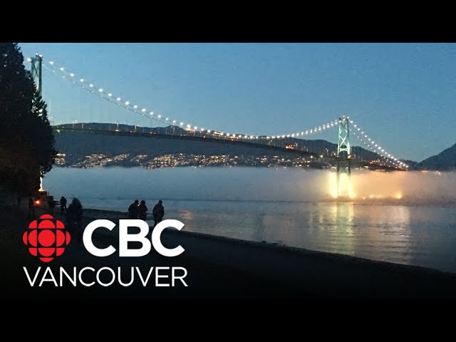 Timelapse shows morning fog rolling over Vancouver's Burrard Inlet