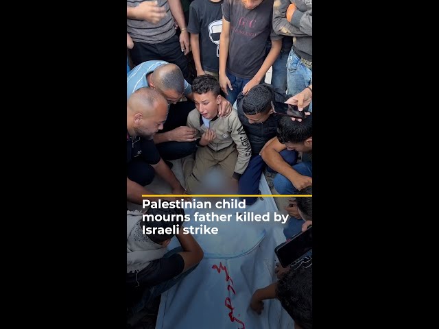 ⁣Palestinian child mourns father killed by Israeli strike | AJ #shorts