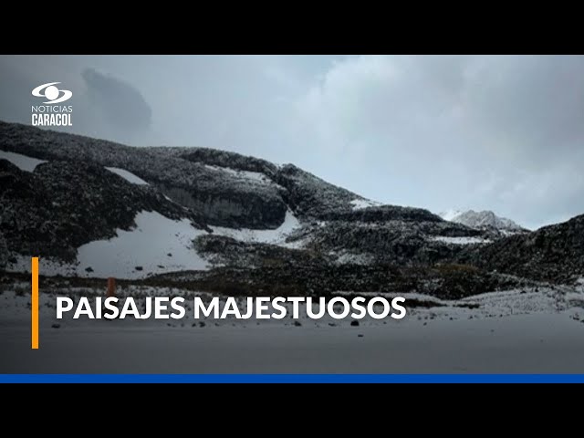 ⁣Nieve regresó al volcán Nevado del Ruiz: espectáculo natural