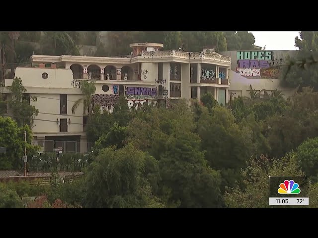 Second Hollywood Hills mansion covered in graffiti