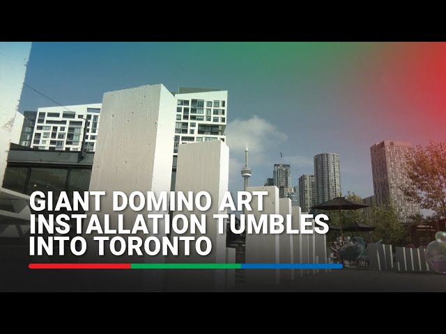 Giant domino art installation tumbles into Toronto