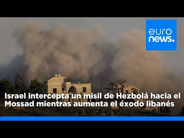 ⁣Israel intercepta un misil de Hezbolá hacia el Mossad mientras aumentan los desplazados libaneses