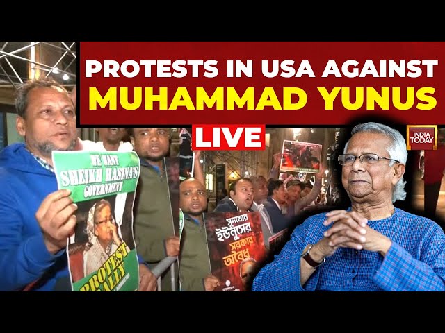 ⁣Massive Protests In New York Against Muhammad Yunus LIVE | Attacks On Minorities In Bangladesh