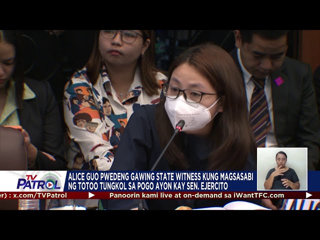 ⁣Alice Guo bilang state witness ihinihirit ng senador