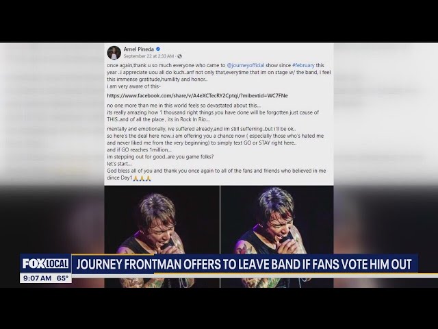 ⁣Journey frontman offers to leave band if fans vote him out