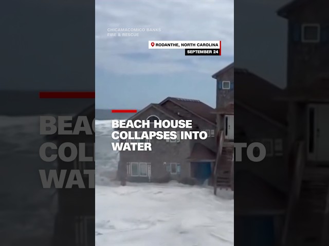 ⁣Beach house collapses into water