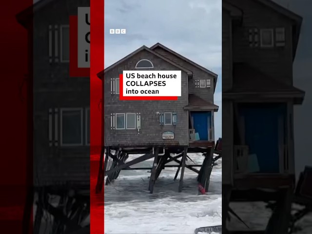 ⁣Beach house collapses into ocean in North Carolina. #Erosion #BBCNews