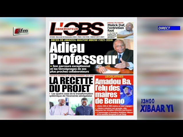 Revue de Presse   25 September 2024   03 00 00 PM