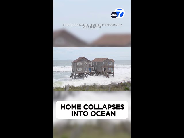 ⁣Home collapses into ocean