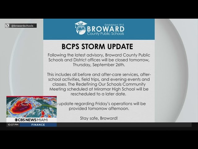 ⁣Broward public schools to close Thursday