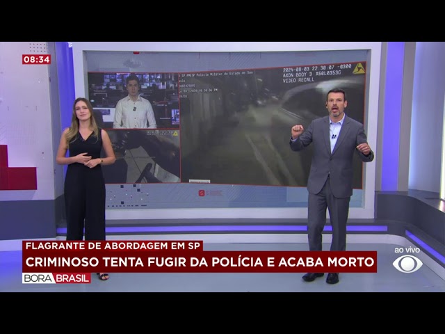 ⁣Bodycam grava perseguição policial que deixou criminoso morto em SP | Bora Brasil