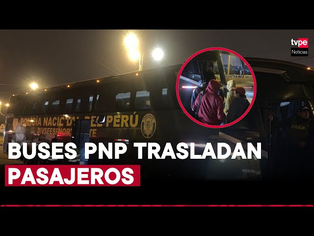 ⁣PNP dispone buses para trasladar pasajeros afectados por el paro de transportistas.