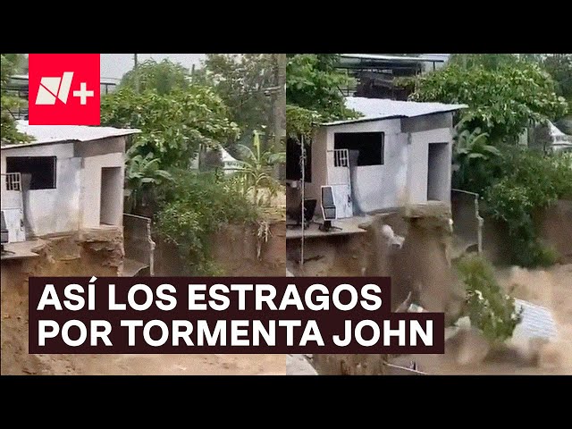 ⁣Casa se derrumba por crecida de río en Acapulco - N+