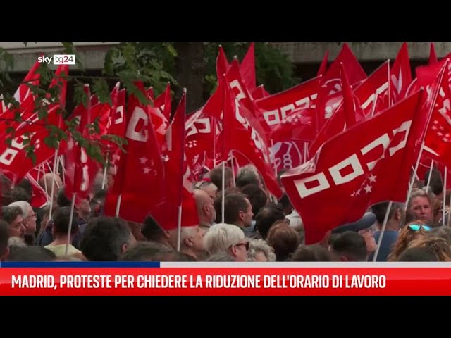 ⁣Spagna, sindacati protestano per ridurre l'orario di lavoro