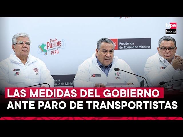 ⁣Así fue la conferencia de prensa del premier Adrianzén y ministros por paro de transportistas