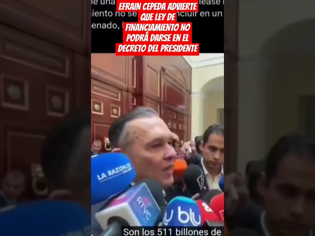 ⁣EFRAIN CEPEDA ADVIERTE QUE LEY DE FINANCIAMIENTO NO PODRÁ DARSE EN EL DECRETO DEL PRESIDENTE