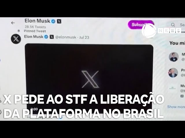 ⁣X pede ao STF a liberação da plataforma no Brasil