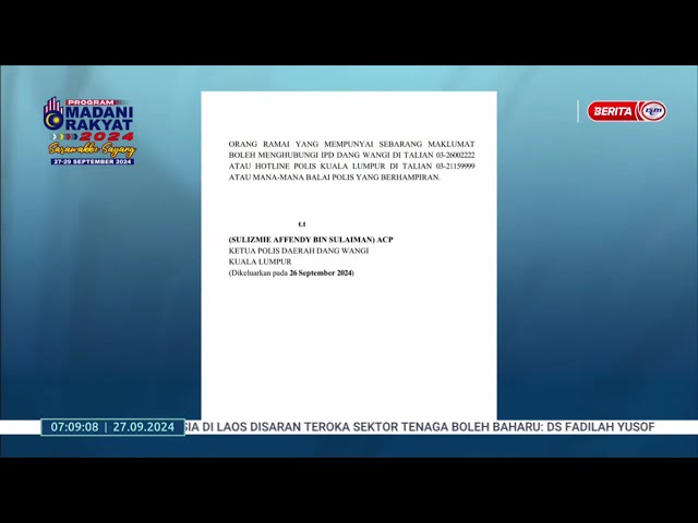 ⁣27 SEPT 2024 – BERITA PAGI – POLIS CARI LELAKI ; MELOMPAT DI LANDASAN MONOREL BUKIT BINTANG