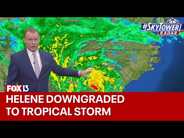 ⁣Helene downgraded to tropical storm