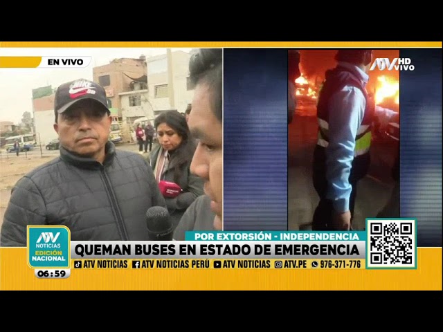 ⁣Independencia: Queman buses de transporte público tras paro de transportistas