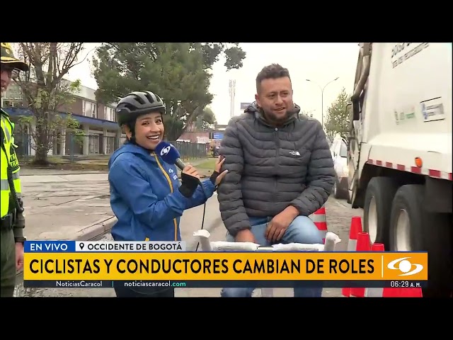 ⁣Ciclistas y conductores cambian de roles en Bogotá: conozca la actividad pedagógica