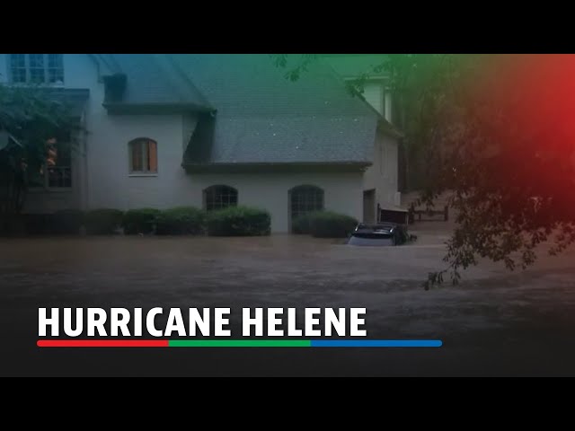 ⁣Roads flooded after Hurricane Helene rips through Georgia