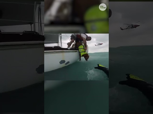 ⁣Watch: Coast Guard saves man, dog from Hurricane Helene's rough waters #Shorts