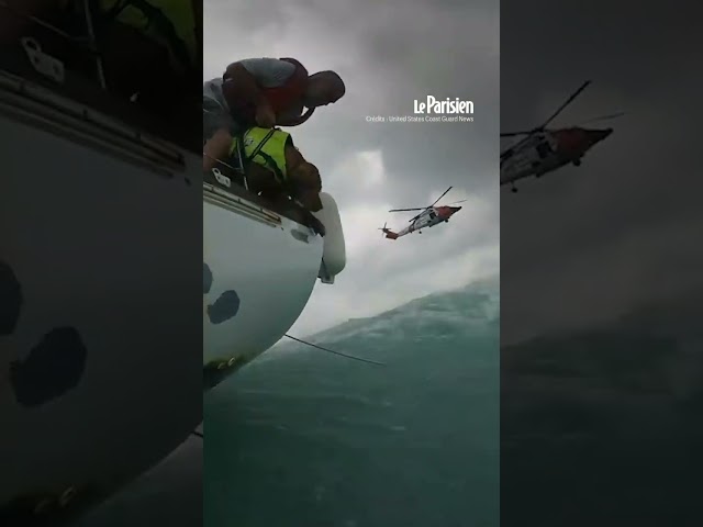 ⁣L'impressionnant sauvetage en mer d'un homme et son chien pendant l'ouragan Hélène