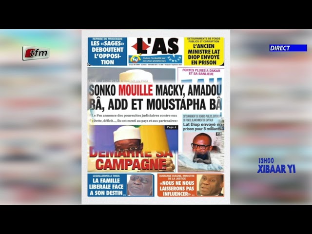 ⁣Revue de Presse du 27 Septembre 2024 présenté par Mamadou Mouhamed Ndiaye