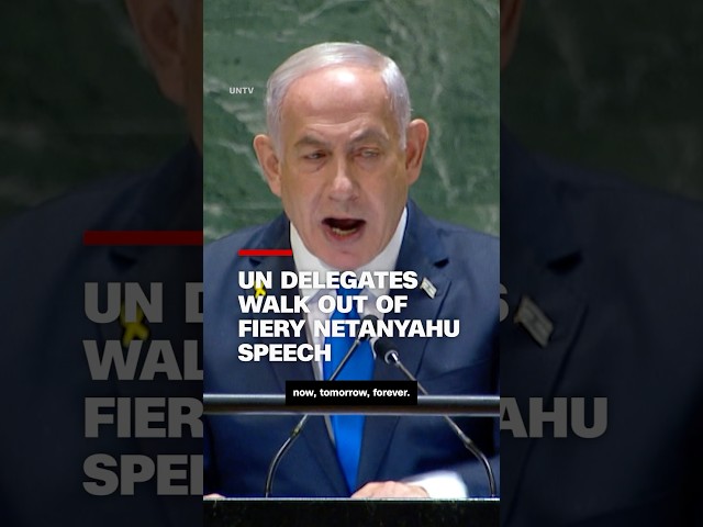 ⁣UN delegates walk out of fiery Netanyahu speech