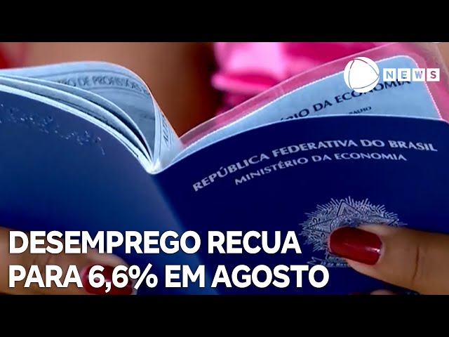 ⁣Desemprego recua para 6,6% em agosto