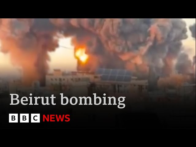 ⁣Massive blast rocks Beirut as Israel targets Hezbollah leader Hassan Nasrallah | BBC News