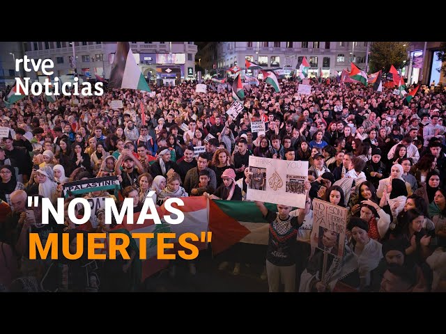 ⁣MANIFESTACIONES en CIUDADES ESPAÑOLAS denuncian el "GENOCIDIO" de PALESTINA y LÍBANO por I