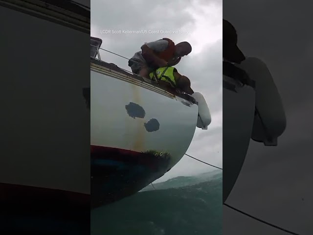 ⁣Man, dog rescued from disabled boat 25 miles off FL coast as Hurricane Helene approached | #Shorts