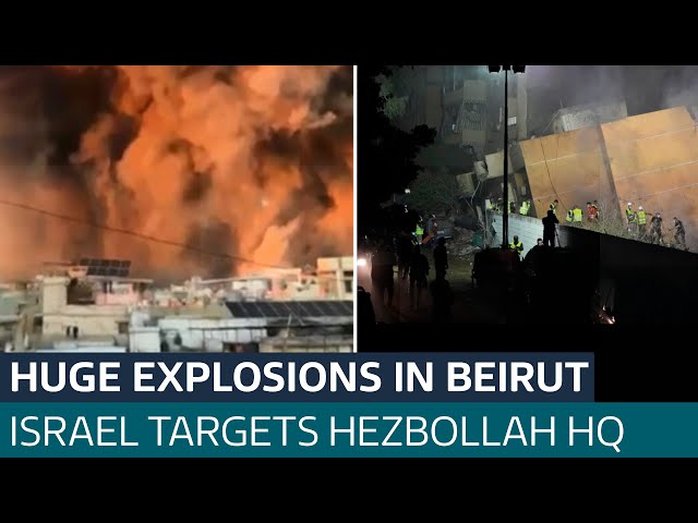 ⁣Hezbollah leader thought to be target of huge Israeli bombardment on Beirut | ITV News