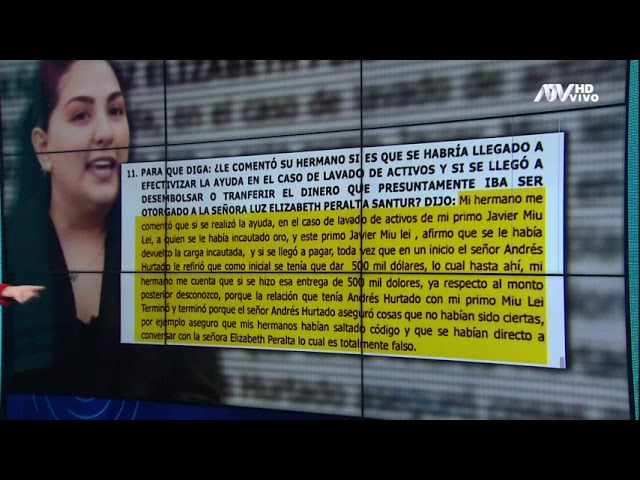 ⁣Ana Siucho afirma a Fiscalía que su hermano le entregó US$500 mil a Andrés Hurtado