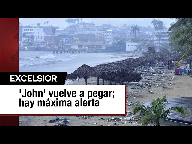 Tormenta tropical 'John' toca tierra en Aquila, Michoacán