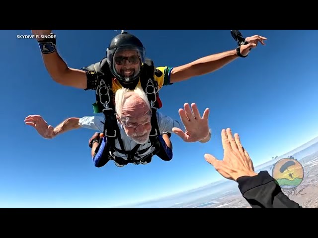 ⁣89-year-old SoCal man in hospice care granted wish to go skydiving