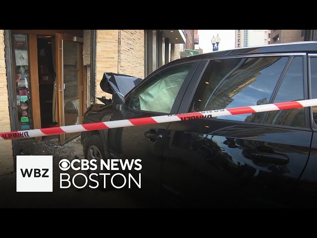 ⁣3 hurt after SUV hits pedestrians and crashes into restaurant in Boston