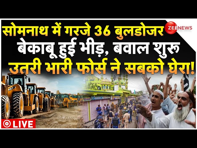 ⁣Bulldozer Action On Gujarat Somnath Illegal Construction LIVE : सोमनाथ में गरजे 36 बुलडोजर बवाल शुरू