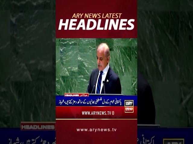 ⁣#8amheadlines #pmshehbazsharif #unitednations #unga #palestine #headlines #shorts #arynews