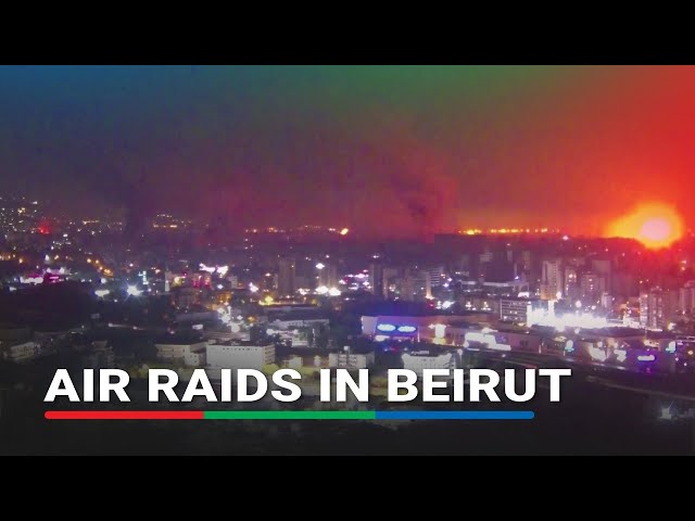 ⁣Air raids light up Beirut night sky as Israel steps up attacks against Hezbollah | ABS-CBN News