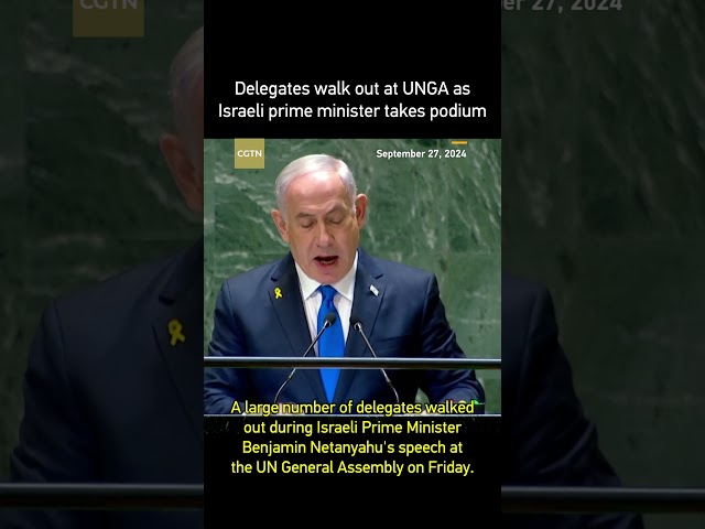 ⁣Delegates walk out at UNGA as Israeli prime minister takes podium