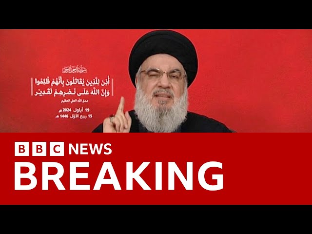 ⁣Israeli military says Hezbollah leader Hassan Nasrallah killed in strike | BBC News